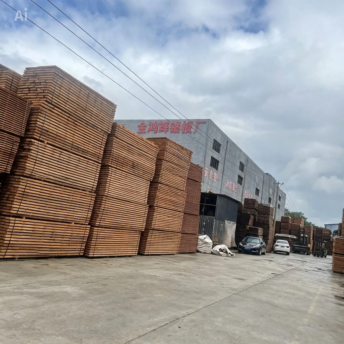 Raw wood material storage